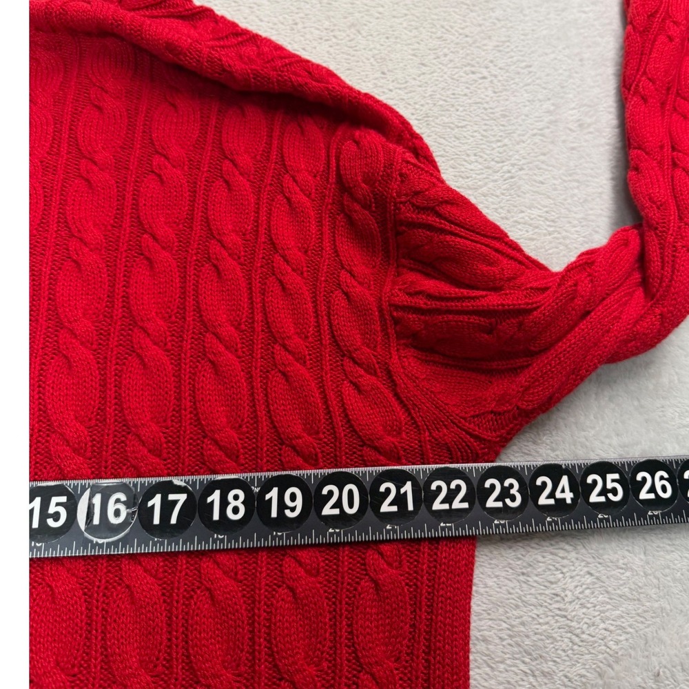 Ralph Lauren Cardigan Women Medium Oversized Fits XL Red Cable Knit Sweater - Picture 4 of 10
